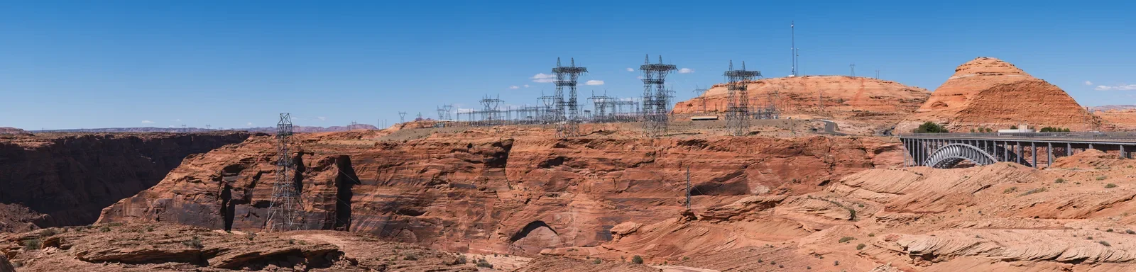 Glen Canyon Bridge and switchyard near Page, Arizona